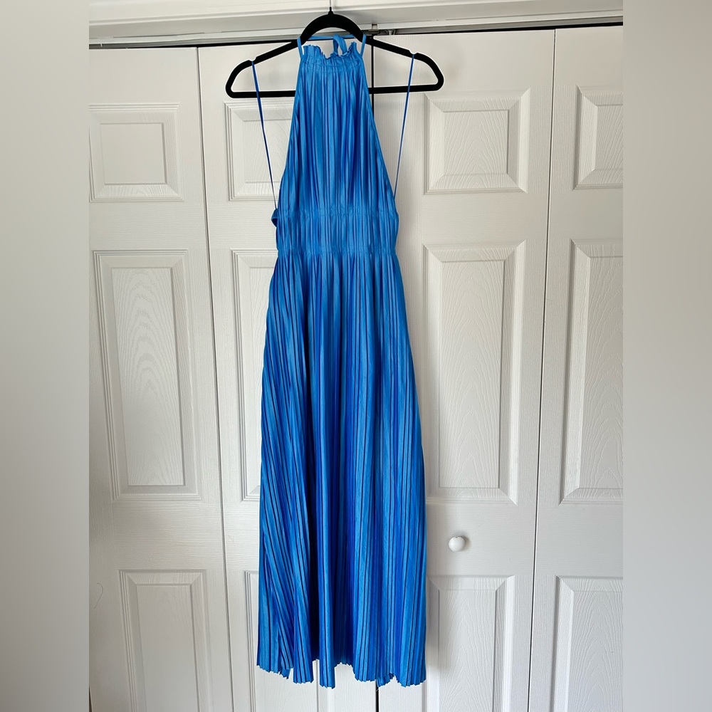 Blue Halter Sleeveless Maxi Dress